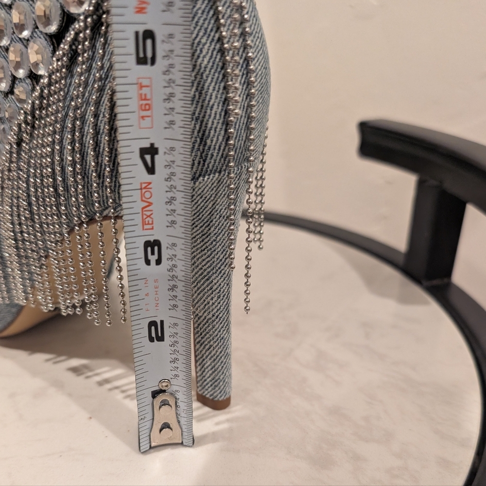 Gianni Bini Denim Boots • Rhinestones, Tassels & Metal Tips • Size 7M • New - Picture 12 of 14